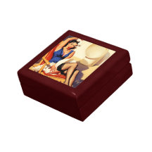 Vintage Gil Elvgren Cruise Ship Pinup Girl Trinket Boxes