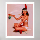 Vintage Gil Elvgren Pin Up Girl Smoking Peace Pipe Print