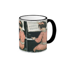 Vintage Girl, Music, Piano, Jessie Willcox Smith Coffee Mugs