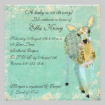 Vintage Gold Dearest Deer Baby Invitation invitations