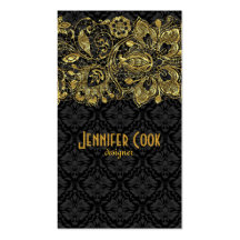 Vintage Gold Lace & Floral Damasks Business Cards