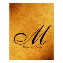 Vintage Gold Monogram Wedding Invites