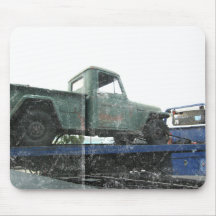 Vintage Green Jeep Mouse Pads