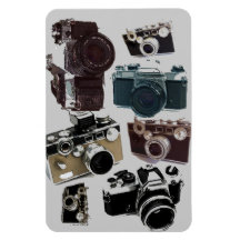 Vintage Grunge Retro Cameras Pattern Vinyl Magnets