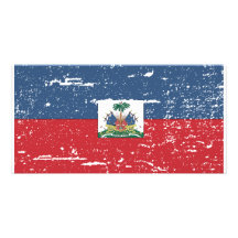 Vintage Haiti Flag Personalized Photo Card