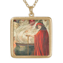 Vintage Halloween Calderon Witch Personalised Necklace