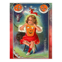 Vintage Halloween Girl Post Cards