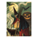 Vintage Halloween Witch Stirring Magic Cauldron Custom Invitation