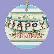 Vintage Happy Christmas Lettering ornaments