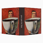 Vintage Happy Man Drinking Giant Cup of Coffee Vinyl Binder