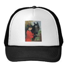 Vintage Horse Girl Red Coat Equestrian Sugar Cube Trucker Hat