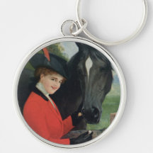 Vintage Horse Girl Red Coat Equestrian Sugar Cube Keychains