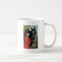 Vintage Horse Girl Red Coat Equestrian Sugar Cube Mugs