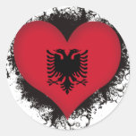 Vintage I Love Albania Round Stickers