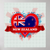 Vintage I Love New Zealand Poster