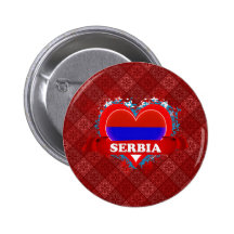 Vintage I Love Serbia Button