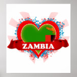 Vintage I Love Zambia Poster