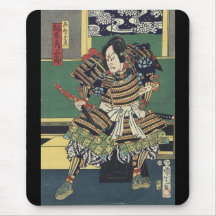 Vintage Japanese samurai Warrior Mouse Pad