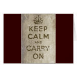 Vintage Keep Calm And Carry On Greeting Card