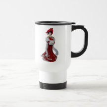 Vintage Lady in Red Mugs