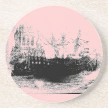 Vintage Landscape-B&W Coaster