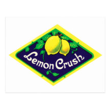 Vintage Lemon Crush Label Postcard