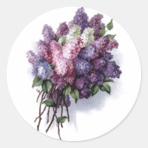 Vintage Lilacs Round Stickers
