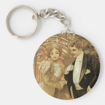 Vintage Love Romance, Art Nouveau, Alphonse Mucha Keychain