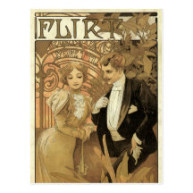 Vintage Love Romance, Art Nouveau, Alphonse Mucha Post Card