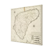 Vintage Map of Barbados (1725) canvas prints