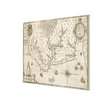 Vintage Map of Coastal North Carolina (1590) canvas prints