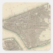 Vintage Map of Lower New York City (1840) Square Stickers