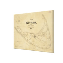 Vintage Map of Nantucket (1838) canvas prints