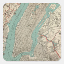 Vintage Map of New York City (1890) Square Sticker