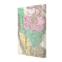 Vintage Map of North America (1827) Stretched Canvas Print
