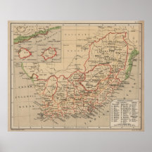 Vintage Map of South Africa (1880) Poster
