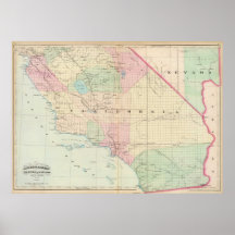 Vintage Map of Southern California (1874) Posters