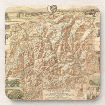 Vintage Map of The White Mountains (1937) Beverage Coaster