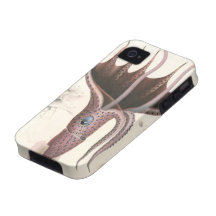 Vintage Marine Life Animal, Umbrella Squid Case-Mate iPhone 4 Covers