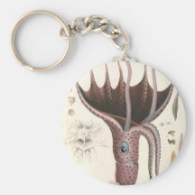 Vintage Marine Life Animal, Umbrella Squid Key Chain
