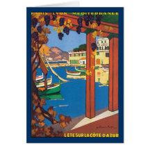 Vintage Mediterranean Travel Poster French Riviera Greeting Card