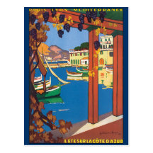 Vintage Mediterranean Travel Poster French Riviera Postcards