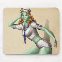 Vintage Military Zombie Pinup Girl Mousepads