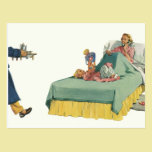 Vintage Mum Served Breakfast in Bed by the Family postcards