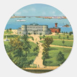 Vintage New York City, Aquarium, Battery Park Round Sticker