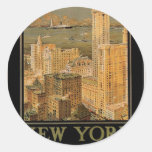 Vintage New York from Glasgow by the Anchor Line Round Stickers