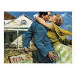 Vintage Newlyweds Buy First House; We're Moving! Post Card