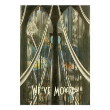 Vintage NYC Architecture Bridge, Change of Address Custom Invitations