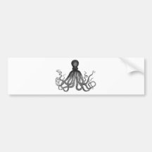 Vintage octopus engraving bumper sticker
