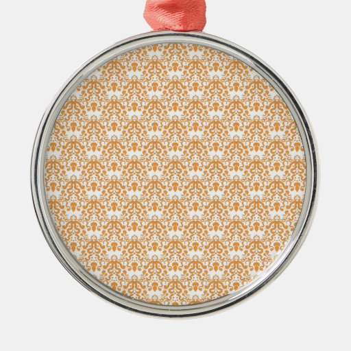 Vintage Orange Damask Pattern Ornament
